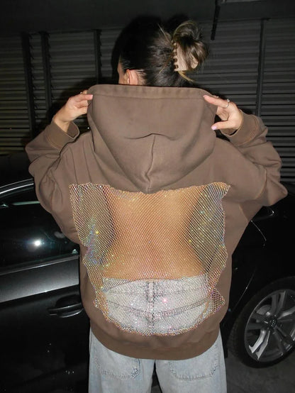Backstage Crystal-Mesh Hoodie