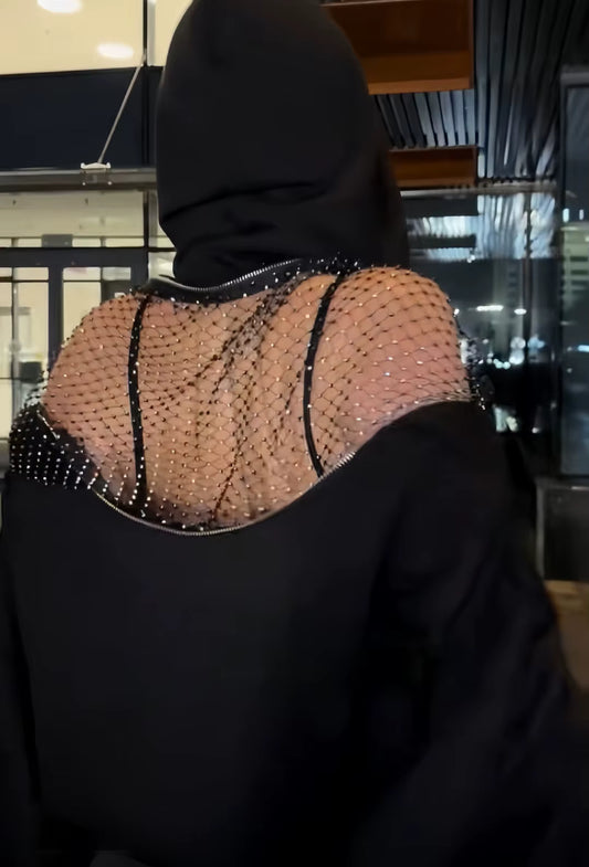 Bluza z kapturem z kryształkami z siateczki Backstage